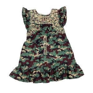 NWT Six Honeybees 2T Camo & Khaki Ruffle Dress